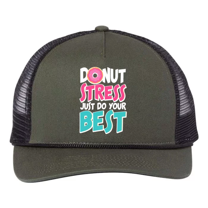 Funny Donut Stress Just Do Your Best School Testing Retro Rope Trucker Hat Cap