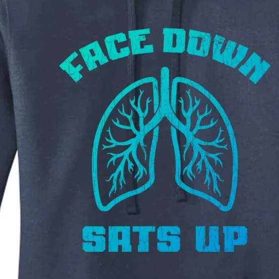 Face Down Sats Up Funny Healthcare Worker Nurses Graphic Cool Gift Women's Pullover Hoodie