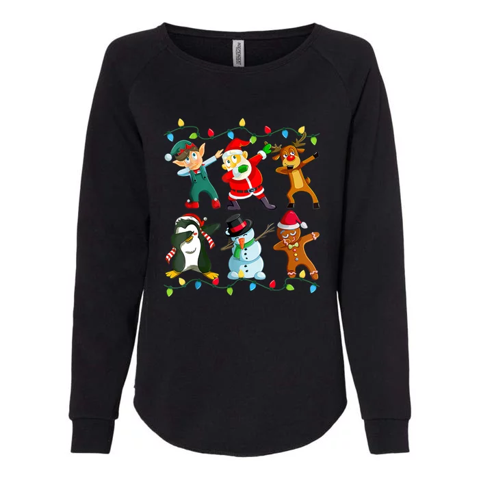 Funny Dabbing Santa Elf Friends Christmas Lights Boys Girls Xmas Dab Womens California Wash Sweatshirt