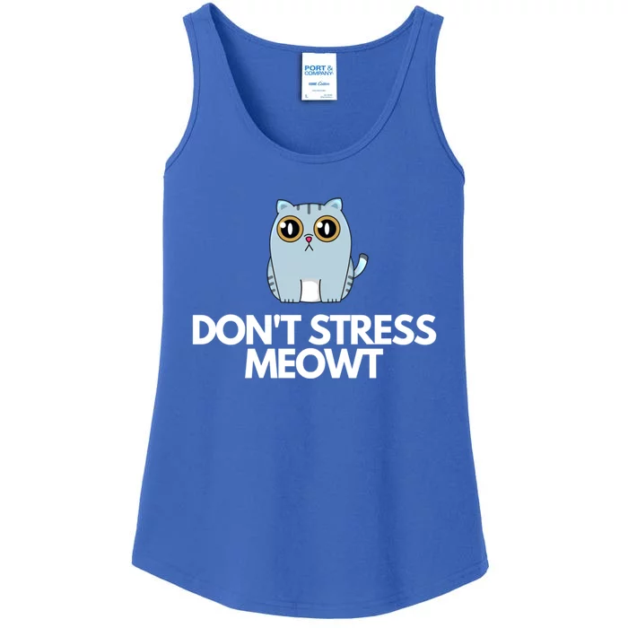 Funny Dont Stress Meowt Humorous Cat Pun Quote Gift Ladies Essential Tank