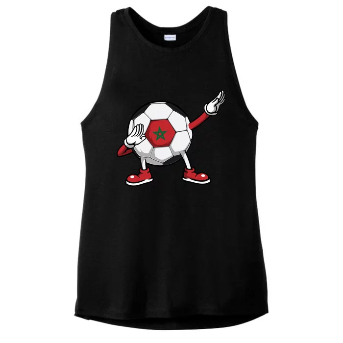 Funny Dabbing Soccer Morocco Jersey Moroccan Football Lovers Gift Ladies Tri-Blend Wicking Tank