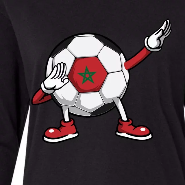 Funny Dabbing Soccer Morocco Jersey Moroccan Football Lovers Gift Womens Cotton Relaxed Long Sleeve T-Shirt