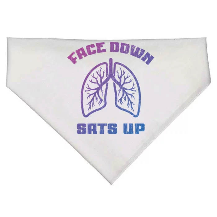 Face Down Sats Up Funny Healthcare Worker Nurses Graphic Cool Gift USA-Made Doggie Bandana