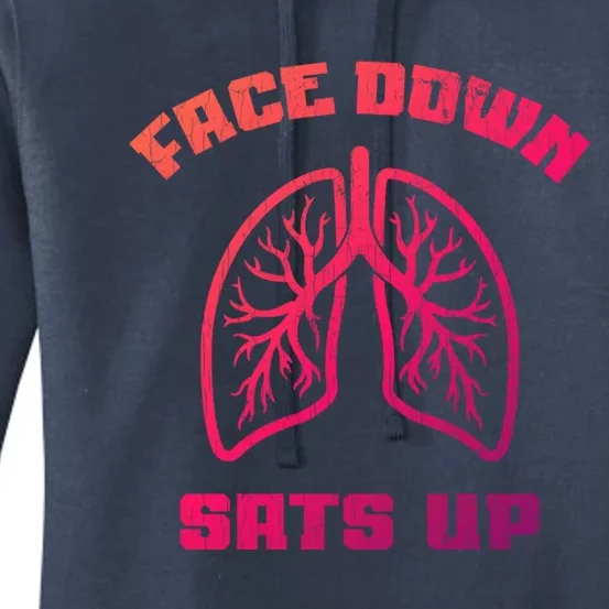 Face Down Sats Up Funny Healthcare Worker Nurses Graphic Cool Gift Women's Pullover Hoodie