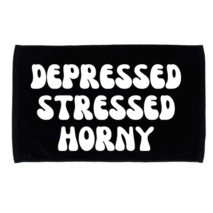 Funny Depressed Stressed Horny Microfiber Hand Towel