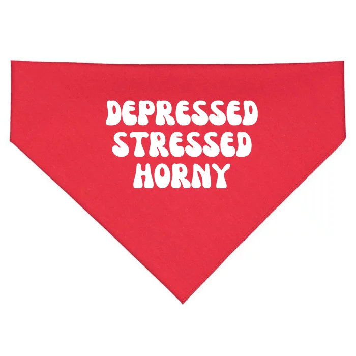 Funny Depressed Stressed Horny USA-Made Doggie Bandana