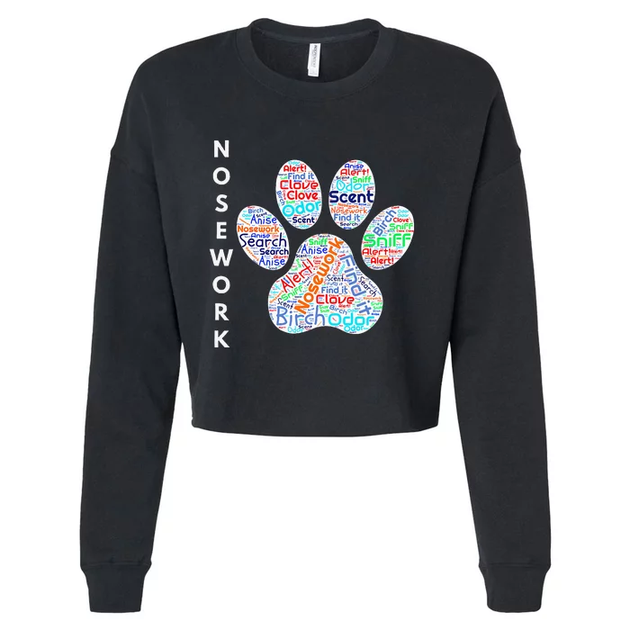 Fun Dog Scent Design Dog Nose Birch Clove Anise Wordcloud Cropped Pullover Crew