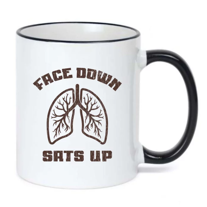 Face Down Sats Up Funny Healthcare Worker Nurses Graphic Gift Black Color Changing Mug