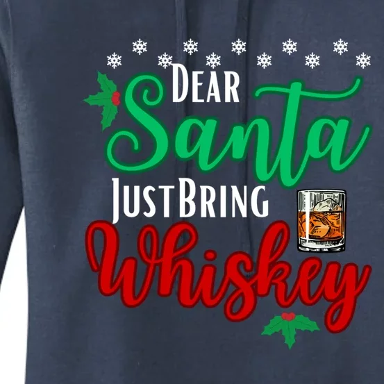 Funny Dear Santa Just Bring Whiskey Christmas Pajamas Gift Women's Pullover Hoodie