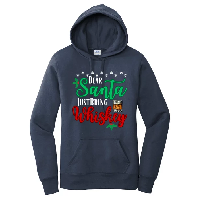 Funny Dear Santa Just Bring Whiskey Christmas Pajamas Gift Women's Pullover Hoodie