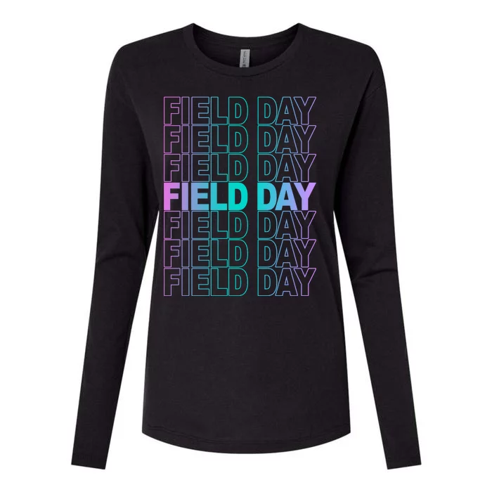 Field Day School Neon Retro Womens Cotton Relaxed Long Sleeve T-Shirt