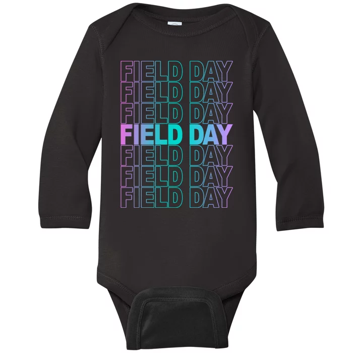 Field Day School Neon Retro Baby Long Sleeve Bodysuit