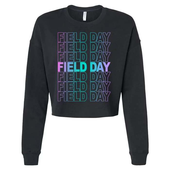 Field Day School Neon Retro Cropped Pullover Crew