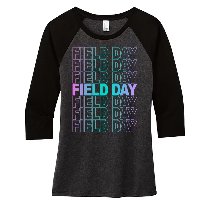 Field Day School Neon Retro Women's Tri-Blend 3/4-Sleeve Raglan Shirt