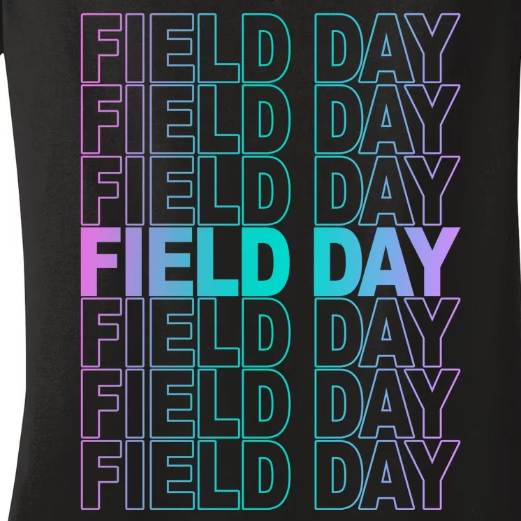 Field Day School Neon Retro Women's V-Neck T-Shirt