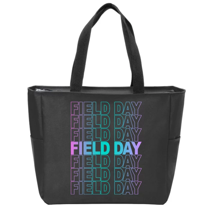 Field Day School Neon Retro Zip Tote Bag