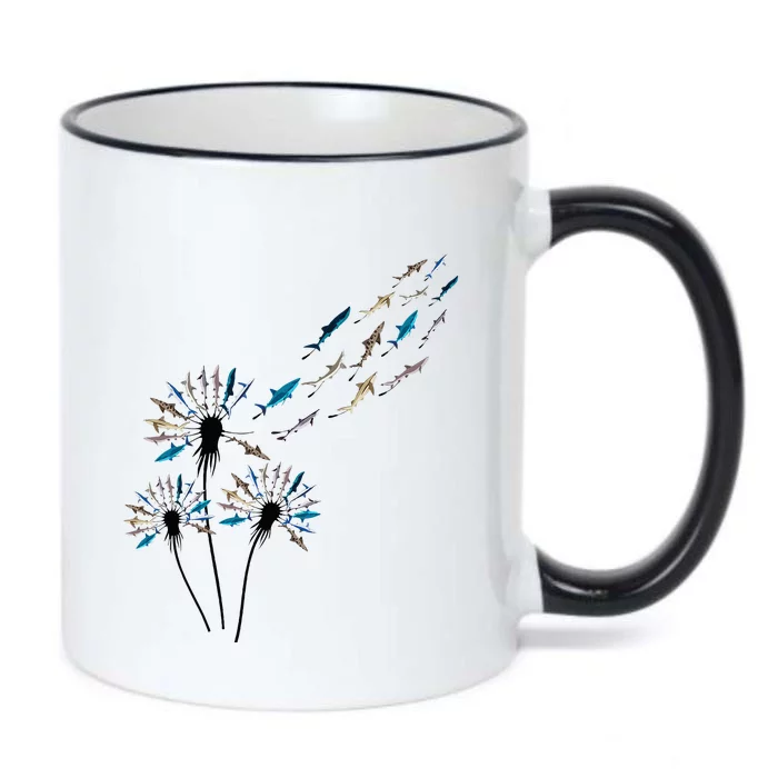 Flower Dandelion Sharks For Shark Lover Shark Black Color Changing Mug