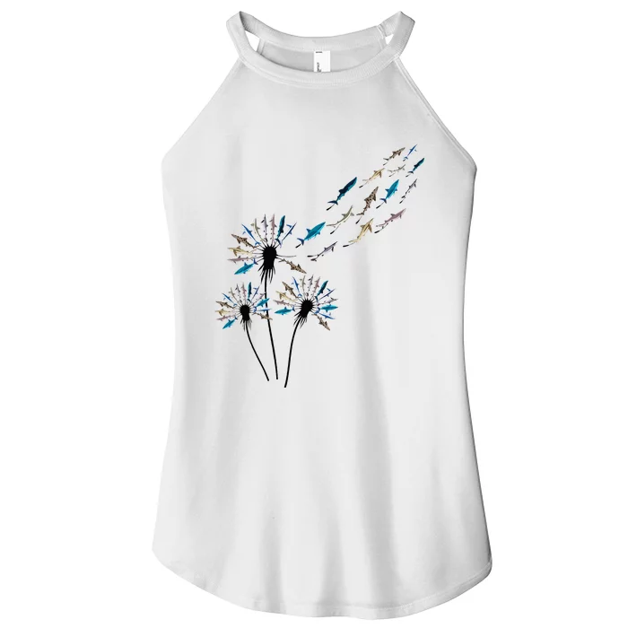 Flower Dandelion Sharks For Shark Lover Shark Women’s Perfect Tri Rocker Tank