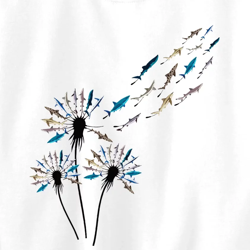 Flower Dandelion Sharks For Shark Lover Shark Kids Sweatshirt