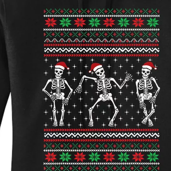 Funny Dancing Skeletons Ugly Christmas Sweater Women's Pullover Hoodie