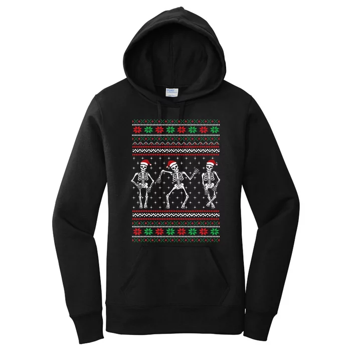 Funny Dancing Skeletons Ugly Christmas Sweater Women's Pullover Hoodie