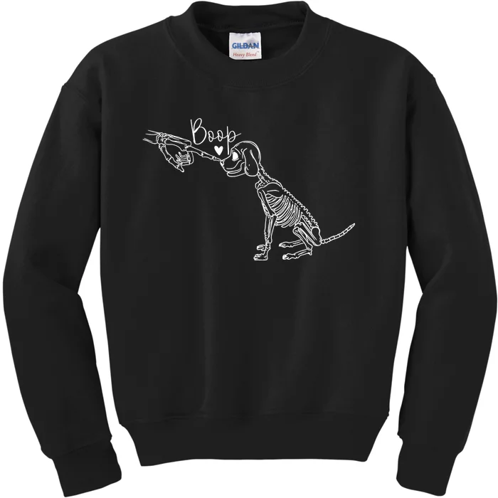 Funny Dog Skeleton Hand Boop Halloween Puppy Dog Lover Gift Kids Sweatshirt