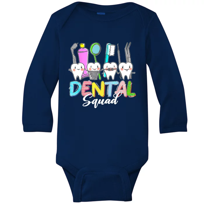 Funny Dental Squad Bunny Teeth Dentist Happy Easter Day Baby Long Sleeve Bodysuit