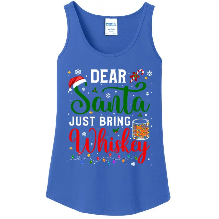 Funny Dear Santa Just Bring Whiskey Christmas Pajamas Gift Ladies Essential Tank