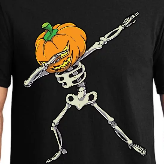 Funny Dabbing Skeleton Pumpkin Halloween Dab Step Gift Pajama Set