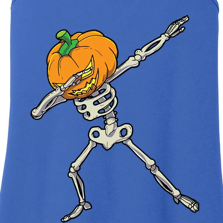 Funny Dabbing Skeleton Pumpkin Halloween Dab Step Gift Ladies Essential Tank