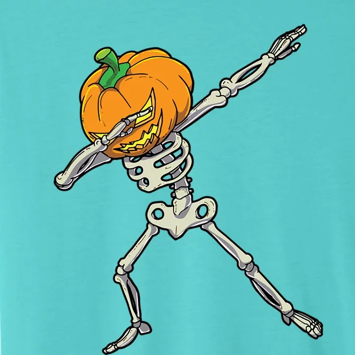 Funny Dabbing Skeleton Pumpkin Halloween Dab Step Gift ChromaSoft Performance T-Shirt