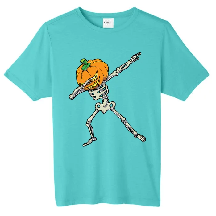 Funny Dabbing Skeleton Pumpkin Halloween Dab Step Gift ChromaSoft Performance T-Shirt