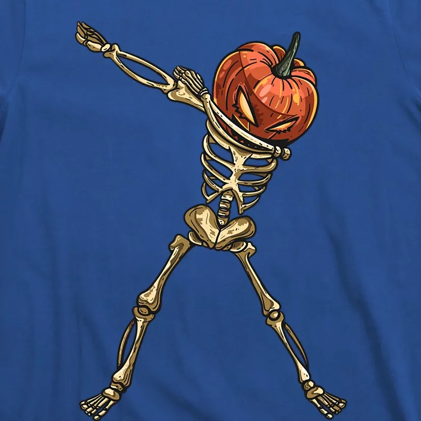 Funny Dabbing Skeleton Pumpkin Orange Lantern Print Gift T-Shirt