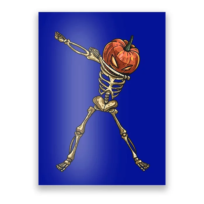 Funny Dabbing Skeleton Pumpkin Orange Lantern Print Gift Poster