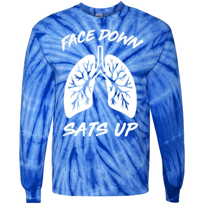 Face Down Sats Up Lungs Vintage Respiratory Therapist Rt Gift Tie-Dye Long Sleeve Shirt