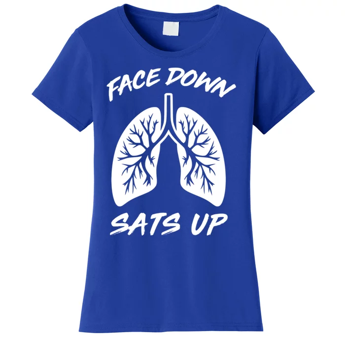 Face Down Sats Up Lungs Vintage Respiratory Therapist Rt Gift Women's T-Shirt