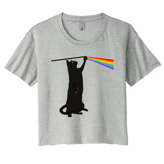 Funny Dark Side Of The Cat Women's Crop Top Tee