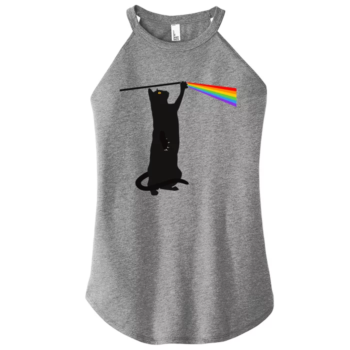 Funny Dark Side Of The Cat Women’s Perfect Tri Rocker Tank