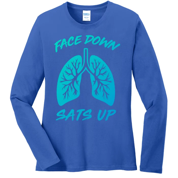 Face Down Sats Up Lungs Vintage Respiratory Therapist Rt Gift Ladies Long Sleeve Shirt