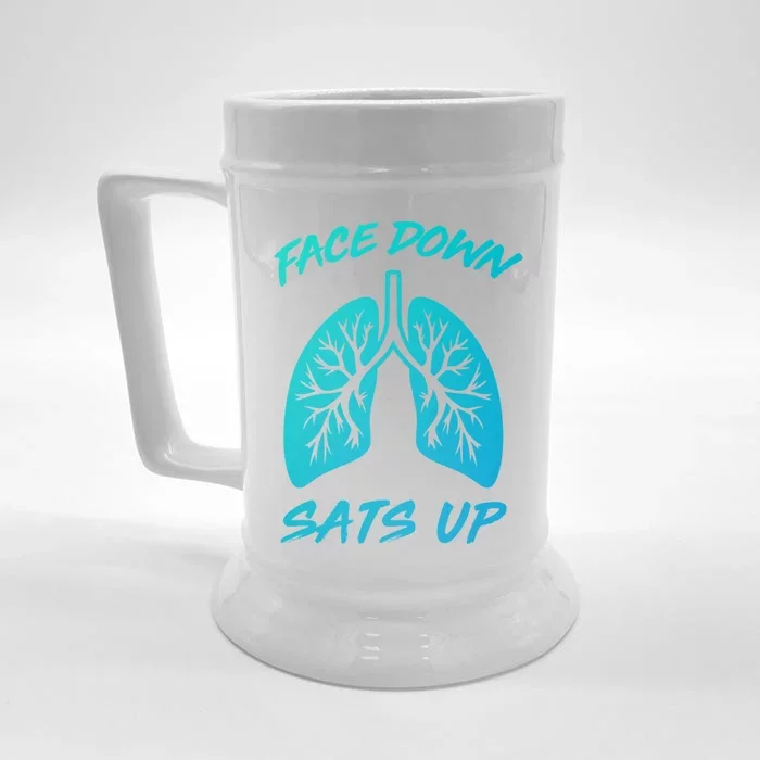 Face Down Sats Up Lungs Vintage Respiratory Therapist Rt Gift Front & Back Beer Stein