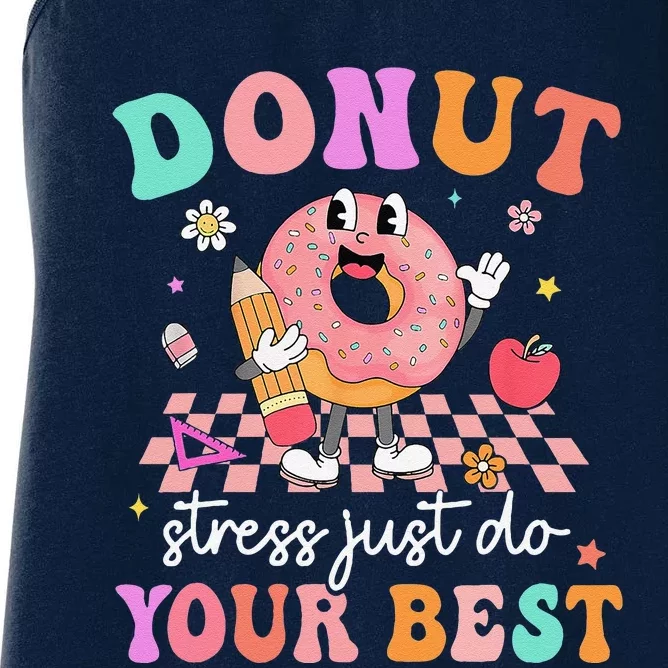 Funny Donut Stress Just Do Your Best Test Day Women's Racerback Tank