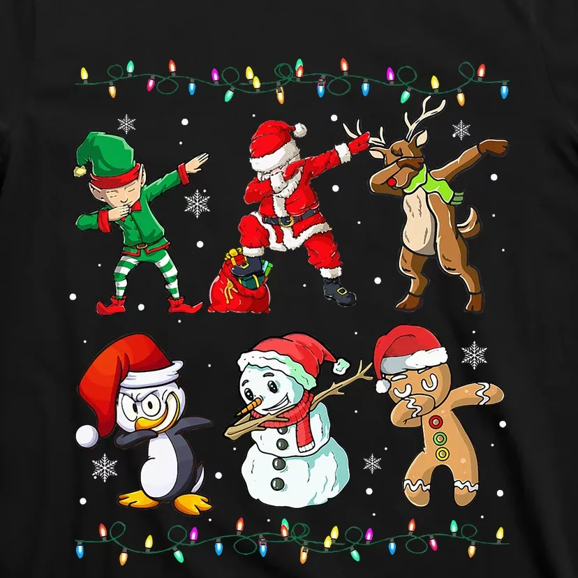 Festive Dabbing Santa Elf Friends Holiday Presents T-Shirt