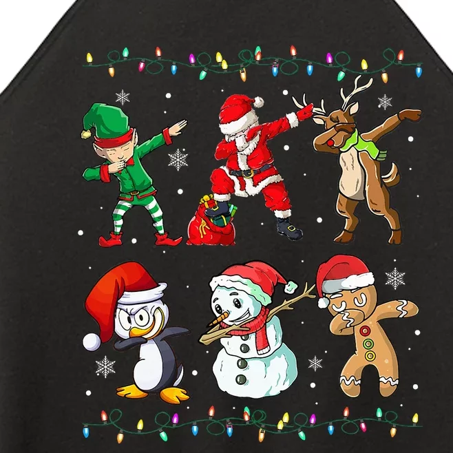 Festive Dabbing Santa Elf Friends Holiday Presents Women’s Perfect Tri Rocker Tank