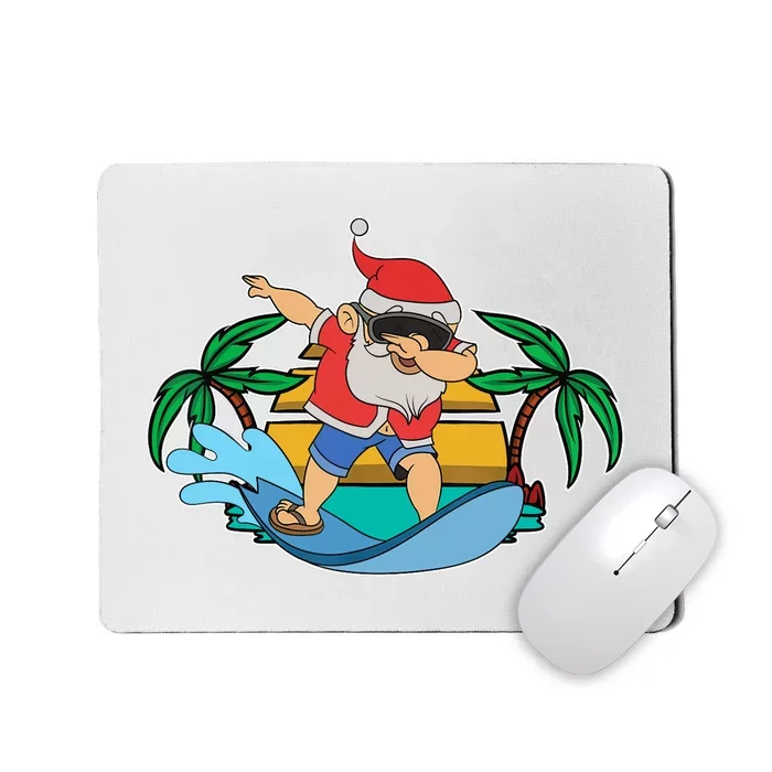 Funny Dabbing Santa Claus Surfing Summer Christmas In July Mousepad