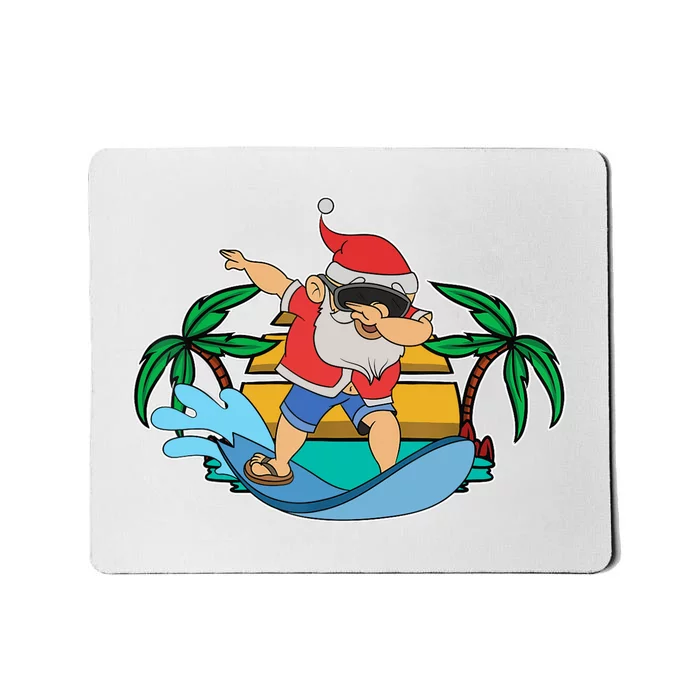 Funny Dabbing Santa Claus Surfing Summer Christmas In July Mousepad