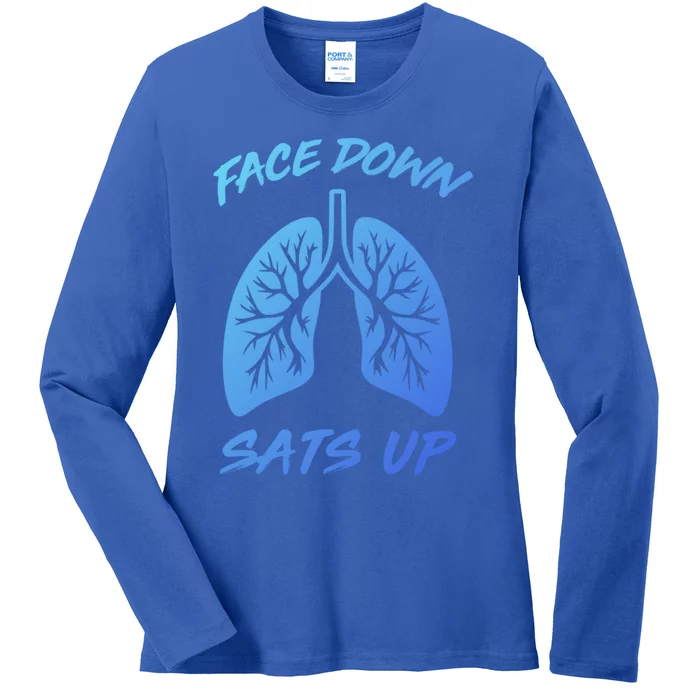 Face Down Sats Up Lungs Vintage Respiratory Therapist Rt Gift Ladies Long Sleeve Shirt