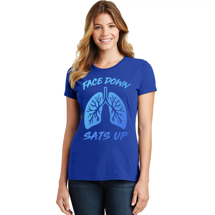 Face Down Sats Up Lungs Vintage Respiratory Therapist Rt Gift Women's T-Shirt