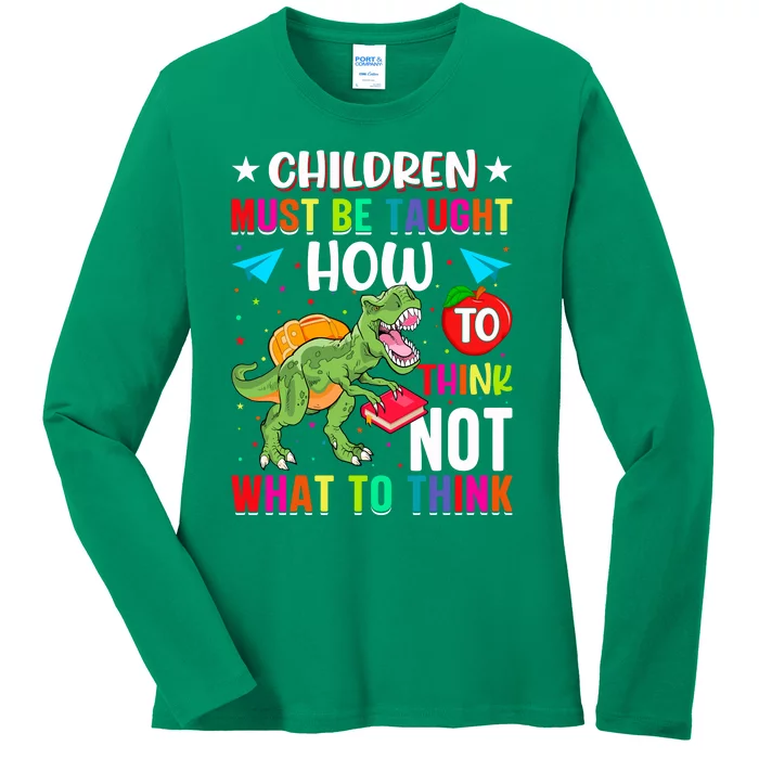 Funny Dinosaur Slogan Children Quote Students Quote Colorful Animals Ladies Long Sleeve Shirt