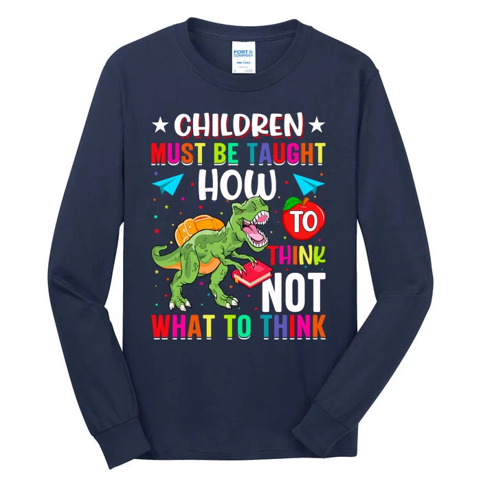 Funny Dinosaur Slogan Children Quote Students Quote Colorful Animals Tall Long Sleeve T-Shirt