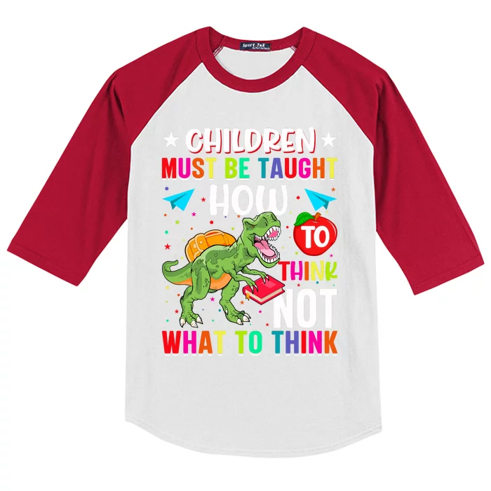 Funny Dinosaur Slogan Children Quote Students Quote Colorful Animals Kids Colorblock Raglan Jersey